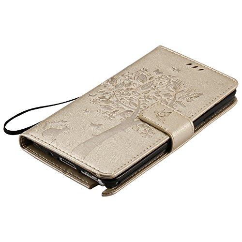 Schutzhülle für Samsung Galaxy Note 3 Golden, TOCASO Ultra Thin PU Leder Flip Cover Tasche Ledertasche Handytasche Hülle für Samsung Galaxy Note 3 Buchstil Handyhülle Protective Case Etui Bumper Schale Wallet vollständig schützende Design Katzen und Baum Schmetterling mit Magnetverschluss Ständerfunktion ID Karte Slots Pouch Soft Silikon Backcover Rückseite shell kunstlederhülle + Schwarz Stylus Pen - 5