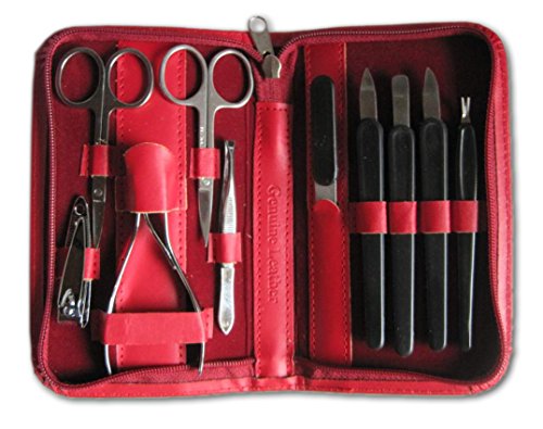 Clauss 86186-M-RT - Set de manicura, color rojo (10 piezas)