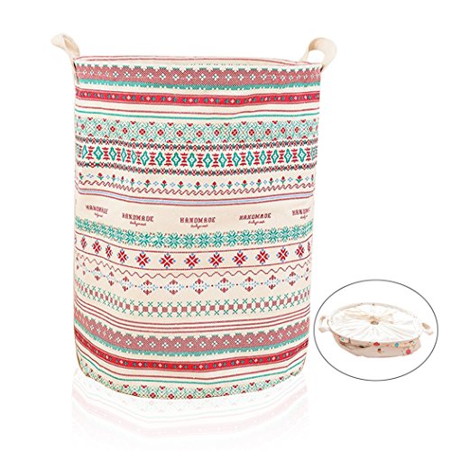 ALLTOP Premium Cartoon Foldable Cotton Line Laundry Basket Folding Children Toys Organiser Storage Basket Clothes Holder with Lids, Bohemia Pattern