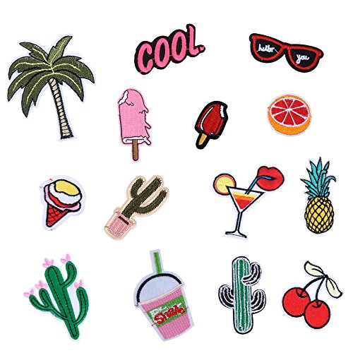RYMALL 28 Stk Patch Sticker, Niedlich DIY Kleidung Patches Aufkleber Sommer-Thema für T-Shirt Jeans Kleidung Taschen - 3