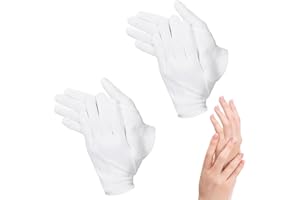 Hithika 2 Pairs White Cotton Gloves – Moisturizing Spa Gloves for Dry, Sensitive, or Eczema-Prone Skin – Reusable Soft Gloves for Night Cream, Inspection, or Costume Use – One Size