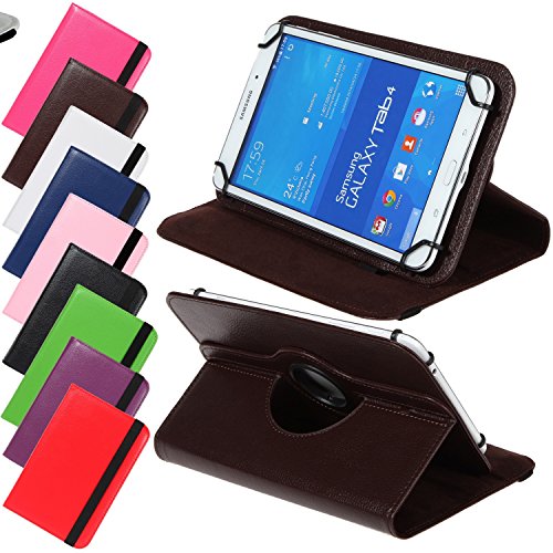 Universal Rotation Tasche für Tablet Modelle in 7, 8 oder 10 Zoll Größe Case Schutz Hülle Cover (10 Zoll, Braun)