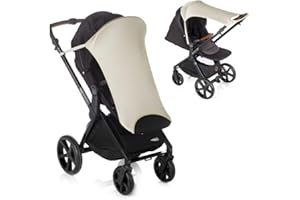 JANE Jané Pare-soleil Universel pour Poussette, UPF +50, Housse élastique, Auvent Canopy, Respirant, Beige