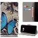 Produktbild Samsung Galaxy A3 2017 Hülle Samsung SM-A320F Tasche KingSang Leder Etui Schutzhülle im Bookstyle mit Standfunktion für Samsung Galaxy A3 (2017) Samsung SM-A320F Case Flip Cover - Schmetterling Blau