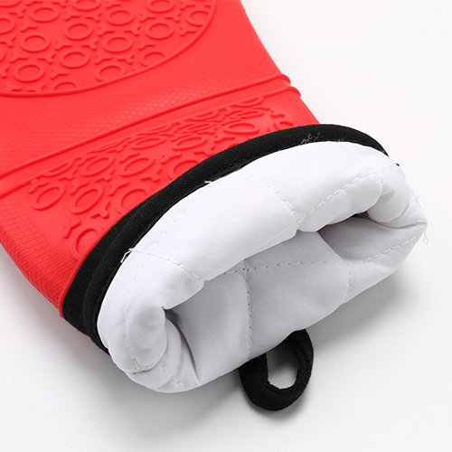 PURENJOY Silikon Ofenhandschuhe – Extra Lange Hitzebeständige Gesteppte Baumwolle Futter, Große Grillen Kochen Rutschfeste Wasserdichte Küche Handschuhe - 3