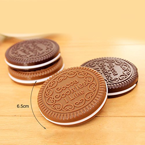 Portable mignon chocolat cookie forme cosmétique maquillage miroir peigne Lady Girl
