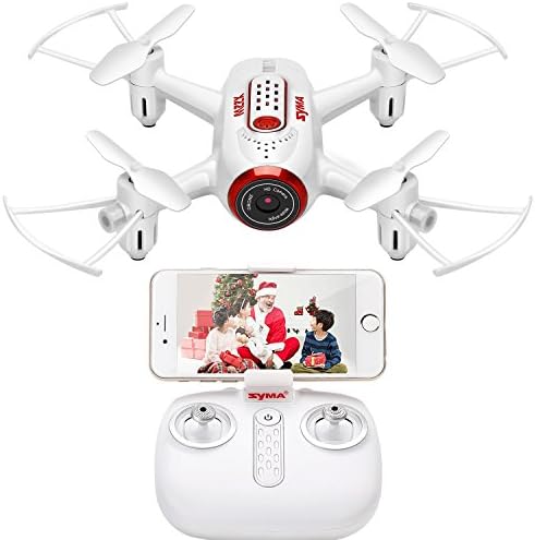 DoDoeleph FPV Mini Pocket RC Drone With Camera Syma X22W Quadcopter RTF Helicopter Gravity Sensor Nano Drone Auto Hover Function Headless Mode 2.4Ghz 6 Axis Gyro 4 CH for Kids White