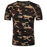 Gaddrt Herren Casual Camouflage Print Kurzarm T-Shirt Top Bluse, gelb, Large