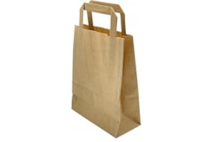 PAKICO | 50 Sacs en Papier avec Anse 18 x 8.5 x 23 cm | Sacs en Papier Kraft Petit Format avec poignée, Sacs de Transport, Sacs en Papier, Sacs en Papier Kraft, Sacs Cadeaux en Papier Marron