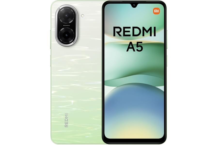 Redmi A5 Smartphone, 4+128GB, Green, Dual Camera with AI 32MP, Large Battery 5200mAh (Typ), Powerful Octa-Core Processor, 6.88" Immersive Display 120Hz (Charger Not Included)