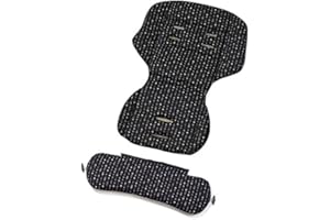 Gesslein Loop Set 426 Sitzauflage Kinderwagen, Wendeeinlage für Sommer & Winter, universel, Tencel atmungsaktiv & Schild Tragetasche C1/C2/Trend |schwarz/blau