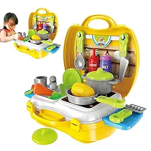 NV ENTERPRISE Pretend Kitchen Play Sets for Girl Kitchen Set kit Set Toy with Suitcase (Kitchen Set)