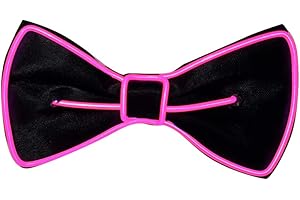 SOUTHSKY Pajaritas Led Luminoso Corbata Disfraz de Luces Neon Brillante EL Light Up Strap Adjustable 4 Modos for Halloween Costume Cosplay Party (Rosa)