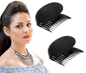 LEYSIN 2 Pcs Hair Volumizer Puff Maker Comb Clip Hair Accessories Puff Donut with Comb Hair Styling Tools for Women and Girls Pack Of 1