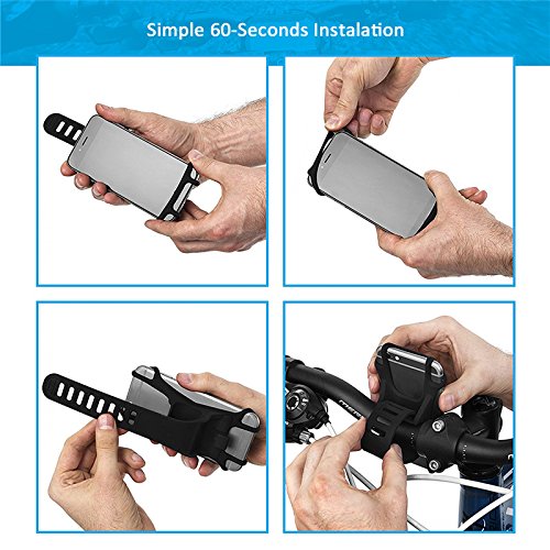 Cycling GPS Phone Mount, durevole antiscivolo in silicone bicicletta supporto, telefono cellulare, supporto flessibile universale per auto per telefoni smartphone e tutti i manubri di bici/moto nero