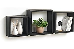 Modul'Home 6RAN789BC - Mensole a cubo, in MDF, 11,8 x 30 x 30 cm, pannello MDF, nero, 3 taglie 23 cm/26,5 cm/30 cm, 2 Unità