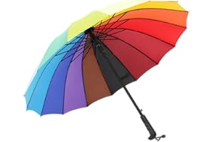 Veroda 45" Automatic Open 16 Ribs Windproof Rainbow Stick Umbrella Travel Umbrella