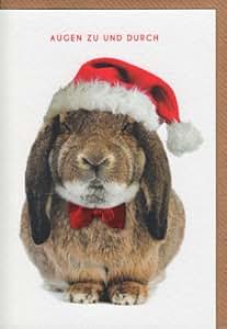 Lustige Weihnachtskarte Augen zu und durch - Kaninchen ...