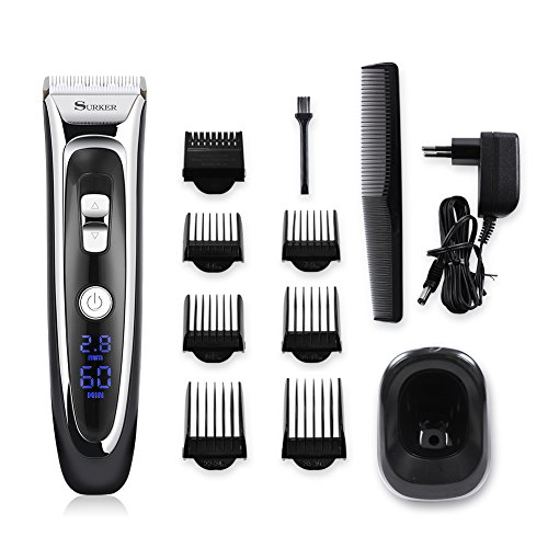 SURKER Haartrimmer Haarschneider Profi-Haarschneidemaschine mit LED-Display und kabelloser Betrieb Netzteil elegant set-Bestes Geschenk für Freund, Ehemann - 5