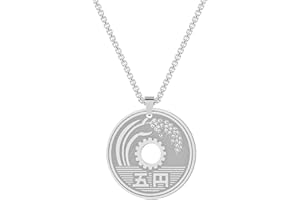 Chereda Lucky Japanese Coin Necklace 5 Yen Round Pendant Stainless Steel Trendy Jewelry for Women Men Good Luck Best Wishes Gift Stainless Steel, Stainless Steel