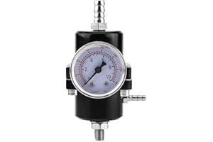 ZERONE Regulador de presión de combustible ajustable de automóvil, aleación de aluminio Regulador del regulador de presión de combustible universal con manguera 0-140 psi ajustable