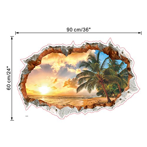 QHGstore 3D Strand Sonnenschein stereoskopischer Wand Aufkleber im Loch der Mauer - 4