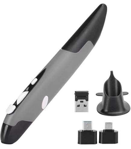 Draadloze muispen, 2.4G optische USB-muis met instelbare DPI tot 800/1200/1600, ergonomische muis met UCB-C & micro-USB-adapter voor computer PC notebook (blauw, PR-03