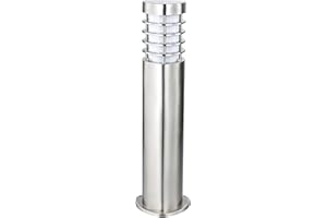 National Lighting IP44 Rated Triangular Bollard Light Outdoor Driveway Patio Mains LED Bollard Lights, Brushed Stainless Steel Finish Lamp Post 500mm, 9W 240V LED ES E27 (Not Included)
