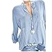 Produktbild Riou Langarmshirt Damen Tops Hemd Pure Longsleeve T Shirt Damen Frauen Tops Oberteile Hoodie Pullover Damen Sweatshirt Baumwoll Blusen Damen Tunika Herbst (S, Blau)