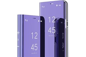 IMEIKONST Funda Compatible con Redmi Note 12 5G, Carcasa Espejo Flip Caso Inteligente Protector Anti-Shock Translúcido Clear View Maquillaje Cover para Redmi Note 12 5G. Mirror Violeta QH