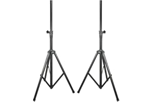 beamz Pair of Adjustable DJ Lighting Stands - Foldable Tripod T-Bar Stand System, 25kg Load Capacity, Maximum Height 2.3m, Ideal for Stage and Disco Lighting Setups, Pack of 2 Stands