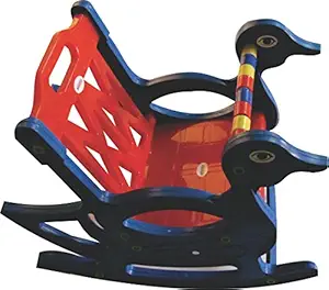 Pihu Enterprises Babys Plastic 2 in 1 Rocking Chair Suitable for Age up to 3 Years, Red and Blue