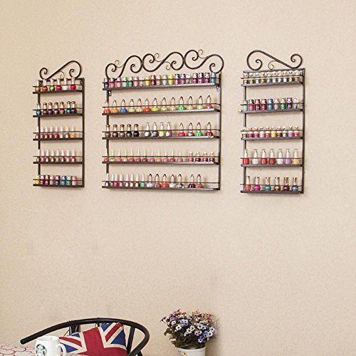 Yahee 3 in 1 Nagellack Regal Wandregal Metall Organizer Aromatherapie Aufbewahrung Lippenstiftständer, Schwarz - 7