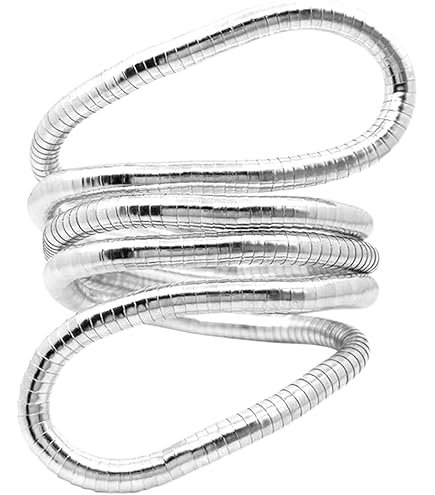 Collana E Bracciale Serpente Geometrico Regolabile – Gioielli Donna E Uomo, Colore Argento, 92 Cm