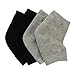 Makhry 2 Pairs Moisturising Silicone Gel Heel Socks for Dry Hard Cracked Skin Moisturizing Open Toe Comfy Recovery Socks (Black+Grey)