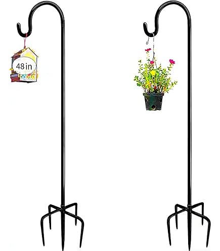 OFFCUP Crochets De Berger, 75+100cm Berger Crochet De Jardin, Crochets En Métal Avec 4 Poteau Pour Signe De Plante Pour Suspendre Nichoir, LumiÈRes De