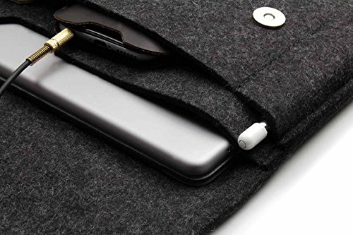Pack & Smooch iPad Pro 12.9″ Hülle Case „Hampshire“ Anthrazit/Dunkelbraun 100% Wollfilz Und Pflanzlich Gegerbtes Natur Leder – Handmade in Germany - 4