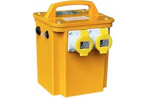 CONNEXION ELECTRICAL LTD 3.3kVA Portable Site Transformer - 230V to 110V Step Down Transformer - 3300VA Intermittent & IP44 13A UK Plug - 1.5m Cable & Twin 16A Outlets - Ideal for Construction & Industrial use - BS EN60309