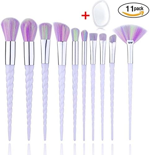 Unicorn Makeup Brush Set with Silicone Makeup Sponge Face Foundation Powder Blender Eyeshadow Cosmetic Brushes Beauty Tools Kits (Colorful)