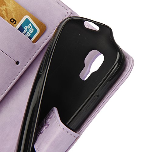 Galaxy S4 Hülle,Galaxy S4 Lederhülle,Galaxy S4 Leder Wallet Tasche Brieftasche Schutzhülle,ikasus® Malerei Schmetterling Muster PU Lederhülle Flip Hülle im Bookstyle Cover Schale Stand Ständer Etui Karten Slot Schutzhülle Grau Tasche Wallet Case für Samsung Galaxy S4 i9500 – Helles Lila - 7