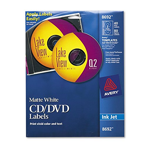 Preisvergleich Produktbild Inkjet CD / DVD Labels, Matte White, 40 / Pack