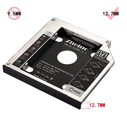 Zheino 12.7mm Aluminum SATA Second HDD Caddy Festplattenrahmen 2. HDD / SSD Caddy Adapter SATA Festplatte für Notebook mit SATA Laufwerkschacht universal CD/DVD-Rom - 5