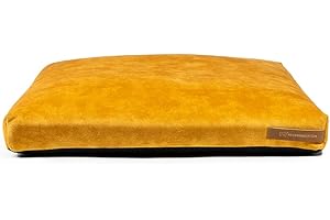 Rexproduct - SoftPet Hundebett I Hundematratze aus Recycling-Stoffen I Abnehmbarer Bezug mit Reißverschluss I Waschbar und Einfach zu Reinigen I Oeko-Tex I Größe M (50x60 cm) - Gelb