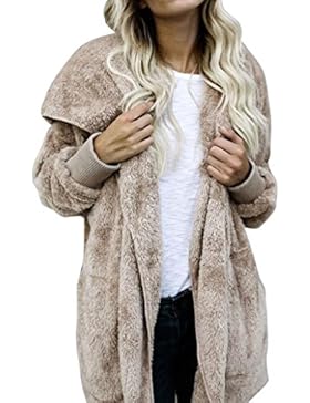 Langen Strickjacke Damen, DoraMe Frauen Nachahmung Pelz Mantel Warme Baumwolljacke Hoodies Parka Outwear Cardigan...