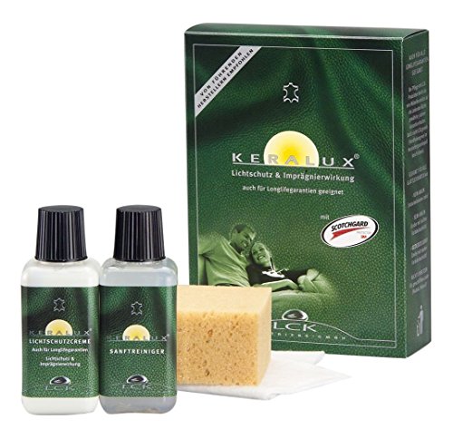 KERALUX Lederpflegeset mit Lichtschutz, je 150 ml Reiniger und Pflegecreme