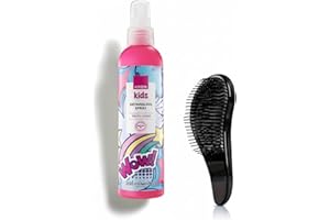 FUSION FINDS Kids Detangling Spray and Brush Set, featuring Avon Detangler | Tear-Free Formula for Knots | Gentle Brush for Wet & Dry Hair, Makes Combing Easy (Fruity Scent)