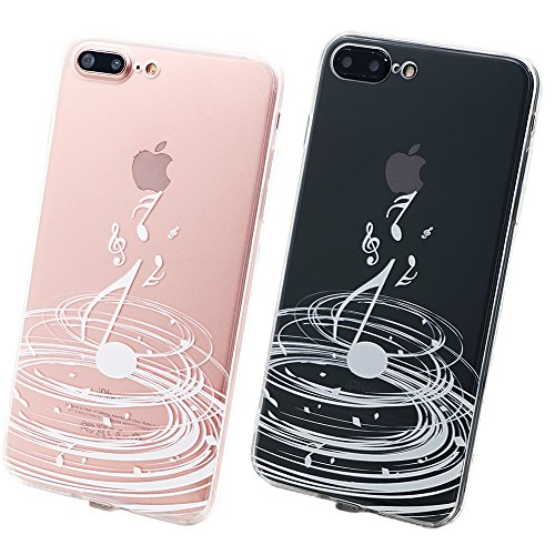 Funda iPhone 7  TrendyBox Transparente Funda para iPhone 7 con Protector de Pantalla Vidrio Templado  M  sica Blanca 