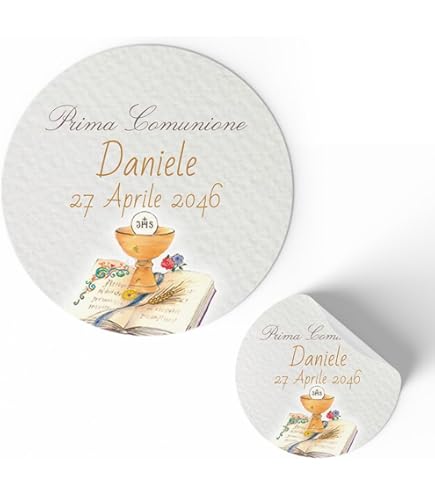 100 Etichette Adesive Personalizzate Prima Comunione - Calice, Per Bomboniere E Inviti - Foto 3