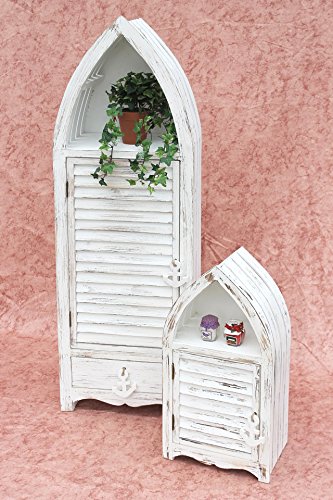 DanDiBo Boot Schrank 2er Set 120001 Regal 60 und 123 cm Badregal Shabby Badschrank Weiß - 2