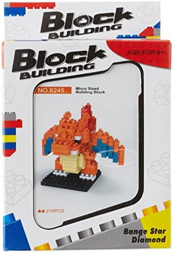 Carchet - Pokemon nano blocks, diamond blocks DIY minifigure brick set - Charizard - with base plate - 5-7 cm tall
